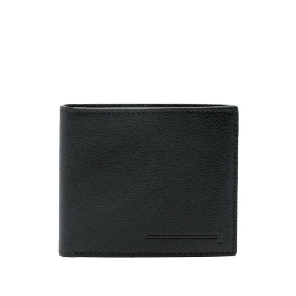 Supple Grained Leather Elongated T Line Classic Bi-Fold Wallet Women
